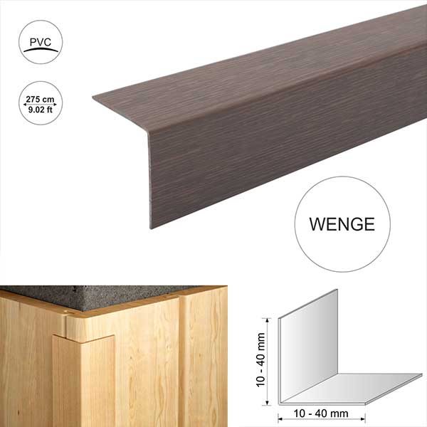 2.75m PVC Wood Effect Wall Corner Trim for Protection
