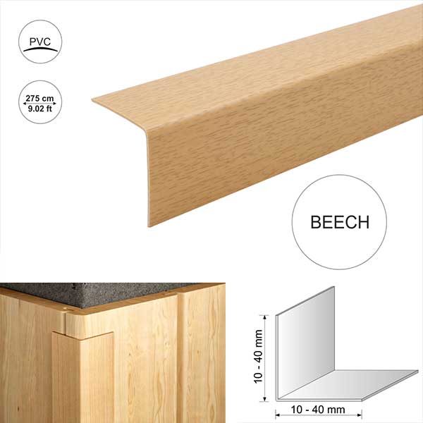 2.75m PVC Wood Effect Wall Corner Trim for Protection