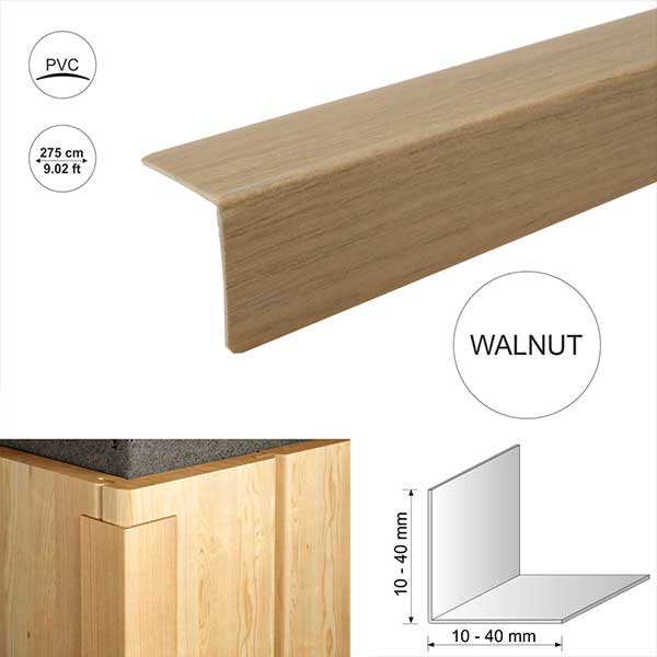 2.75m PVC Wood Effect Wall Corner Trim for Protection