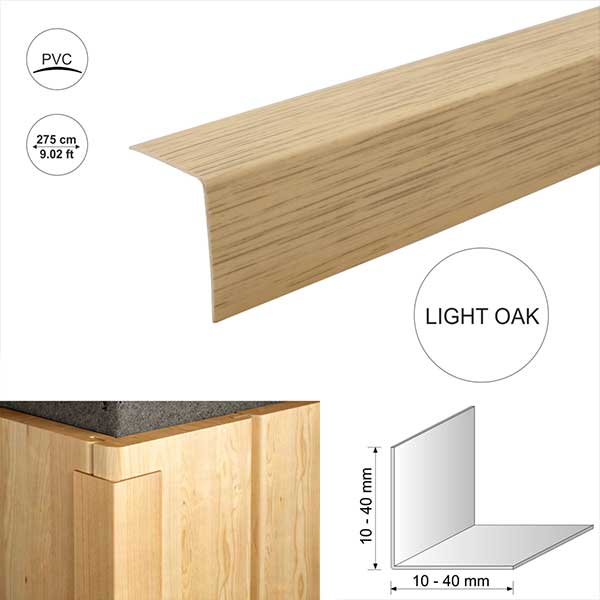 2.75m PVC Wood Effect Wall Corner Trim for Protection