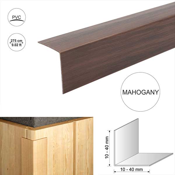 2.75m PVC Wood Effect Wall Corner Trim for Protection