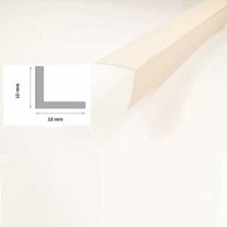Close-up of ivory plastic angle trim with smooth finish