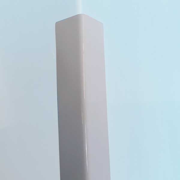 50mm white UPVC wall corner protector used in a modern UK home interior